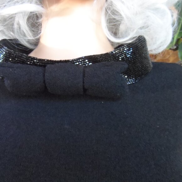 New Moschino CheapandChic Black Sheath Dress w. Beaded Stand Up Collar Size 4 - Picture 8 of 16